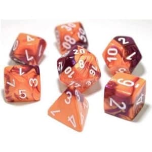 Gemin Polyhedral Red-Yellow with Gold 7 Die Set - Lab Dice