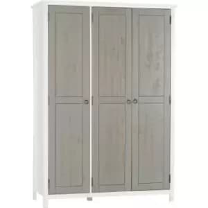 Vermont White & Grey 3 Door Wardrobe - Seconique
