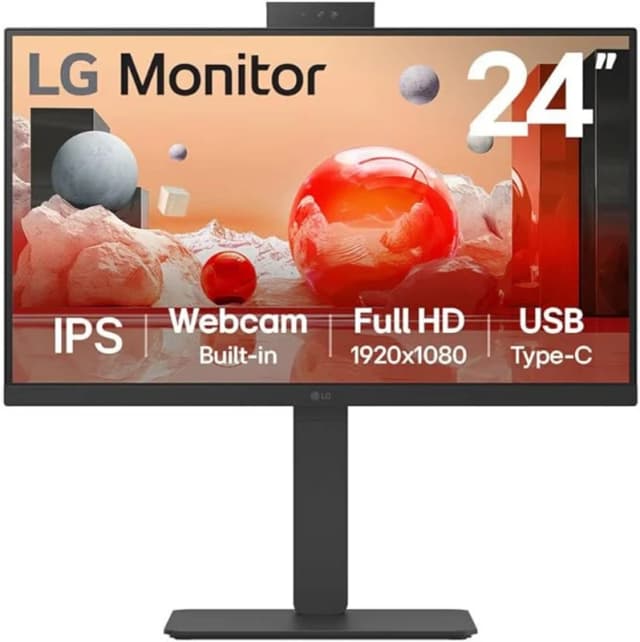 LG 24BA850-B 24 IPS Full HD 100Hz Height Adjustable Webcam Monitor 24BA850-B.AEK Black
