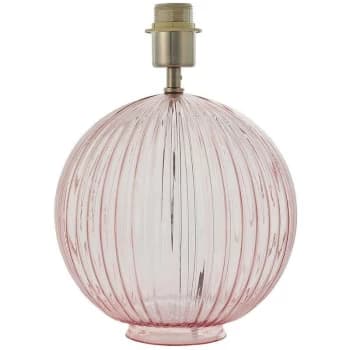 Endon Jemma - 1 Light Table Light Dusky Pink Ribbed Glass & Satin Nickel Plate (Base only), E27