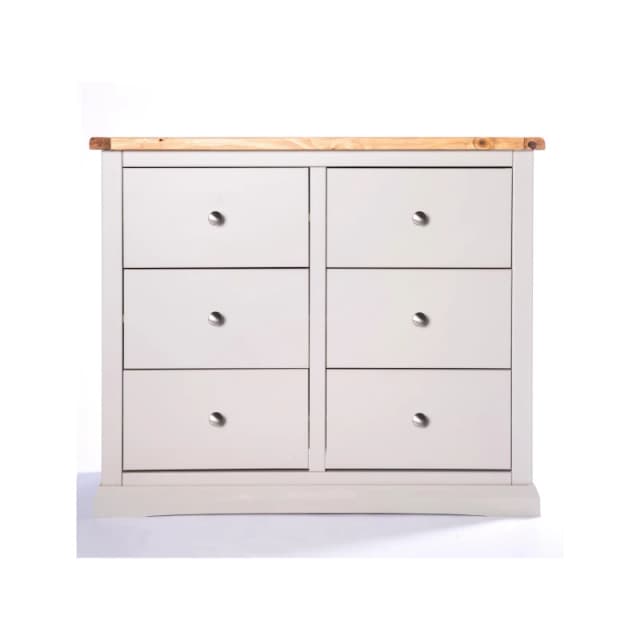 Cabinet Bits Loreo 6 Drawer Chest of Drawers Chrome Knob in Light Grey Light Grey Unisex