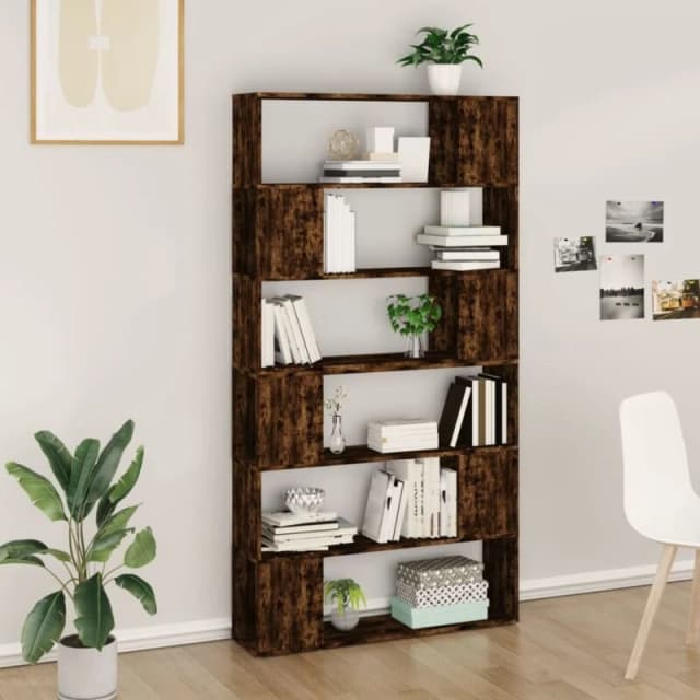 VIDAXL Book Cabinet/Room Divider Smoked Oak 100x24x188cm Vidaxl 8720845858100