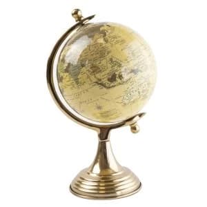 Small Globe on Metal Stand Cream and Gold 28cm