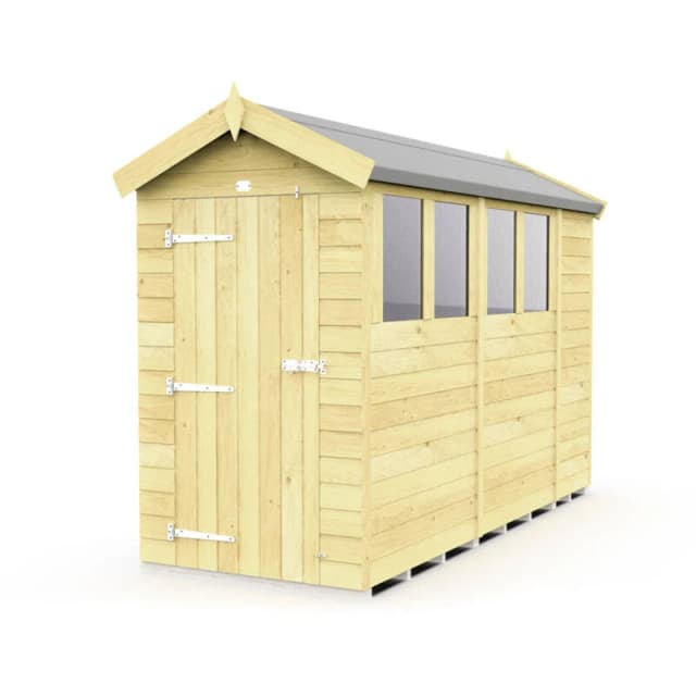 Flat Pack Sheds DIY Sheds 4 x 11 Apex Shed, Brown 4X11AFF