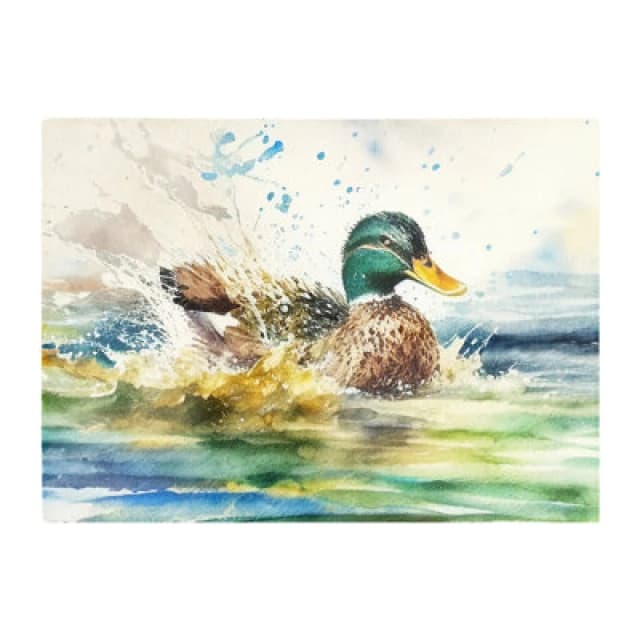 Warren Reed Designer Splashing Mallard Watercolour Glass Chopping Board