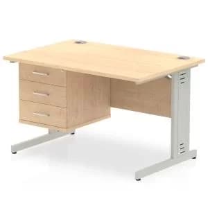 Impulse 1200 Rectangle Silver Cable Managed Leg Desk MAPLE 1 x 3
