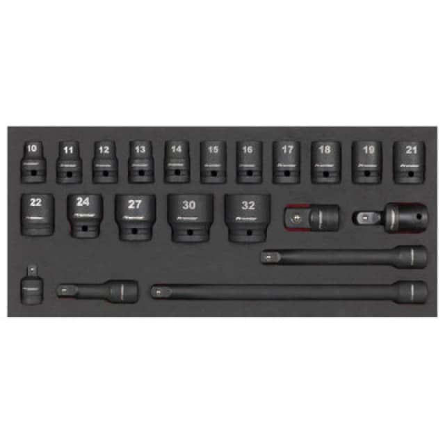 Sealey Premier 22 Piece 1/2" Drive Impact Socket Set in Module Tray 1/2" TBT46