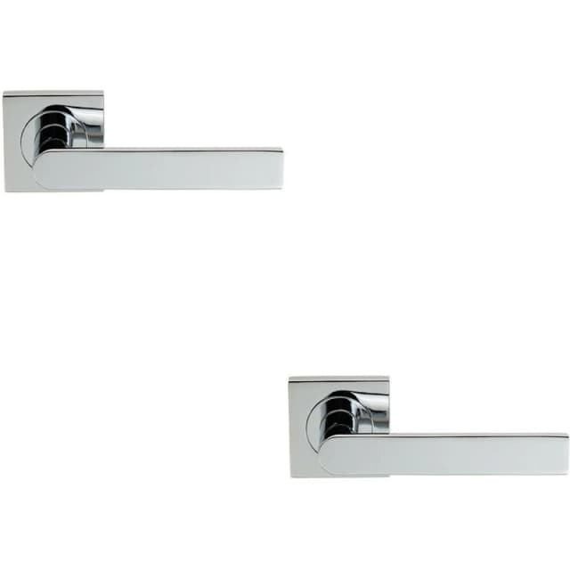 Loops 2x PAIR Flat Rectangular Bar Lever on Square Rose Concealed Fix Polished Chrome Multi