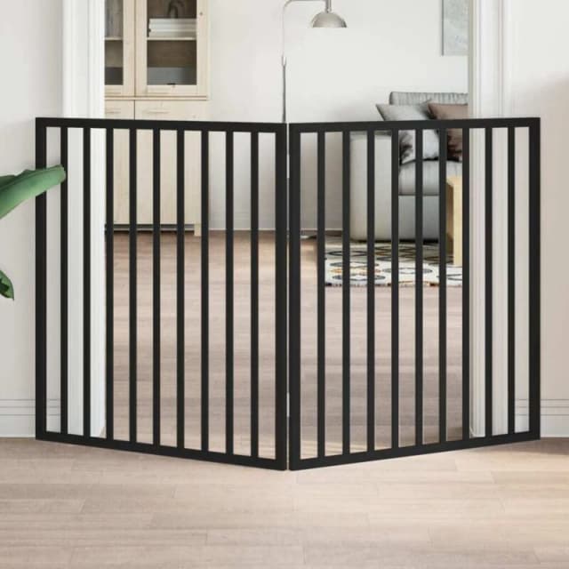 vidaXL Dog Gate Foldable 2 Panels Black 160cm Poplar Wood, Black 352194