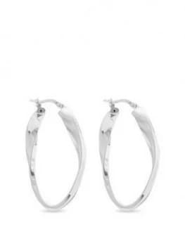 Simply Silver Sterling Silver 925 Polished Oval Twist Hoop Earrings