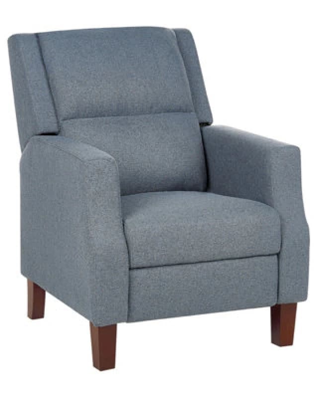 Beliani Recliner Chair Egersund With Footrest Fabric Dark Blue