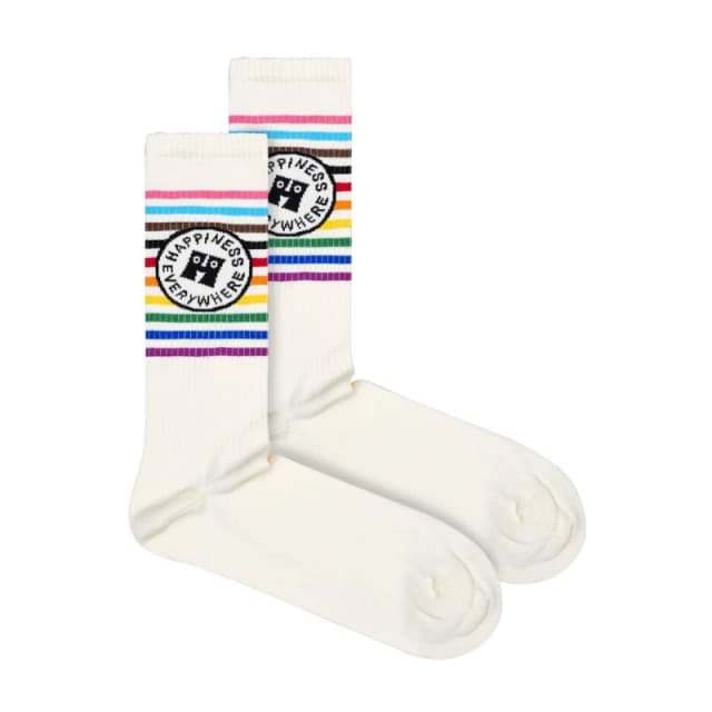 Happy Socks Happy Socks Men 1 Pack & Cotton LGBTQ+ Pride Design Socks in White Size: 4-7 White 4-7 Male 7333102638530