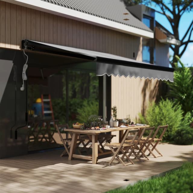 Outsunny 2.5 X 2m Electric Awning With LED Light And Remote Controller - Dark Grey TJ Hughes 5063603486225