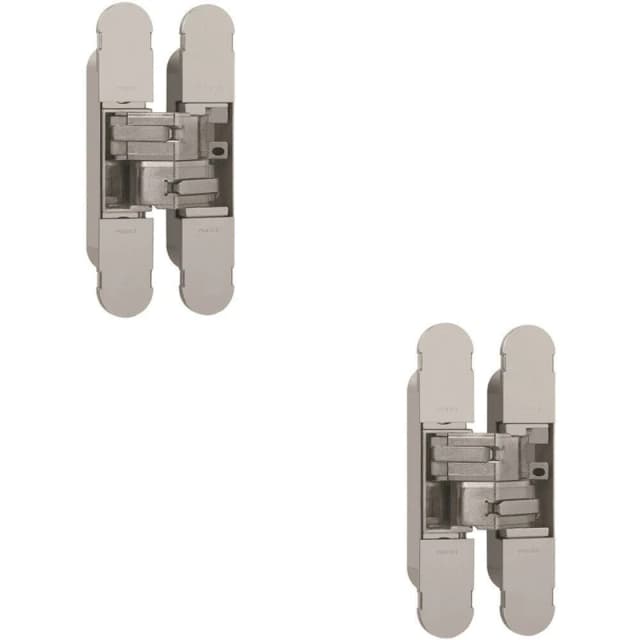 Loops 2x 134 x 24mm Concealed Medium Duty Hinge Fits Unrebated Doors Nickel Plated Metallics