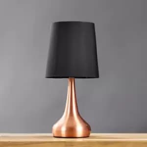 Pair of Copper Touch Table Lamps with Black Shades