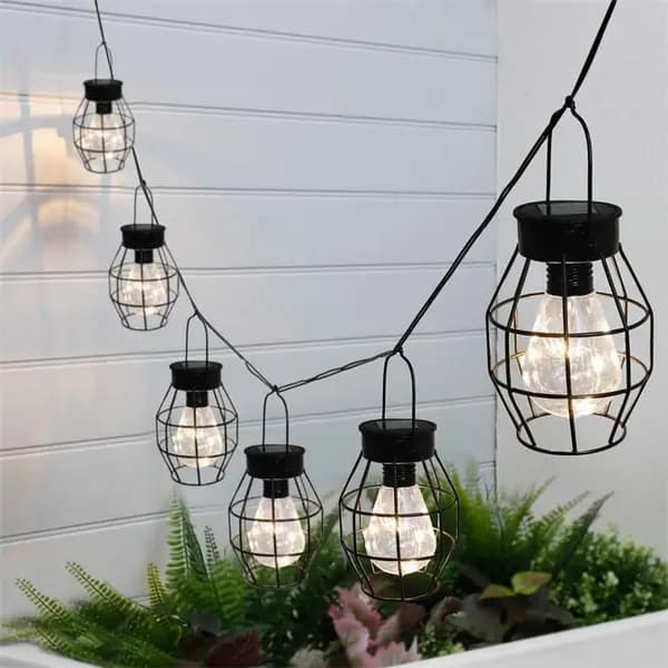 Streetwize Timeless Caged Lantern String Lights - Black 9x9x12cm