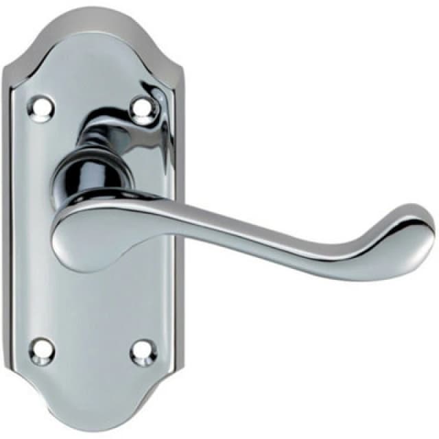 Loops PAIR Victorian Scroll Lever on Short Latch Backplate 112 x 48mm Polished Chrome Multi