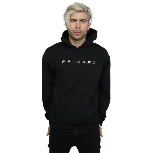 Friends Friends Men Text Logo Hoodie in Black Size: Small Black S Male 5057864375640