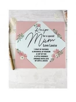Personalised Recipe For A Special Mum Glass Chopping Board