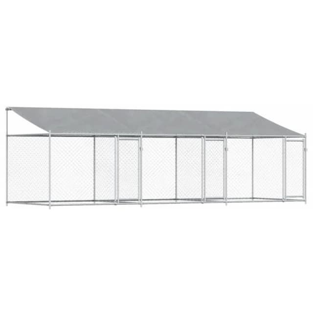 VIDAXL Dog Cage with Roof and Doors Grey 6x2x2 m Galvanised Steel Vidaxl 3209564