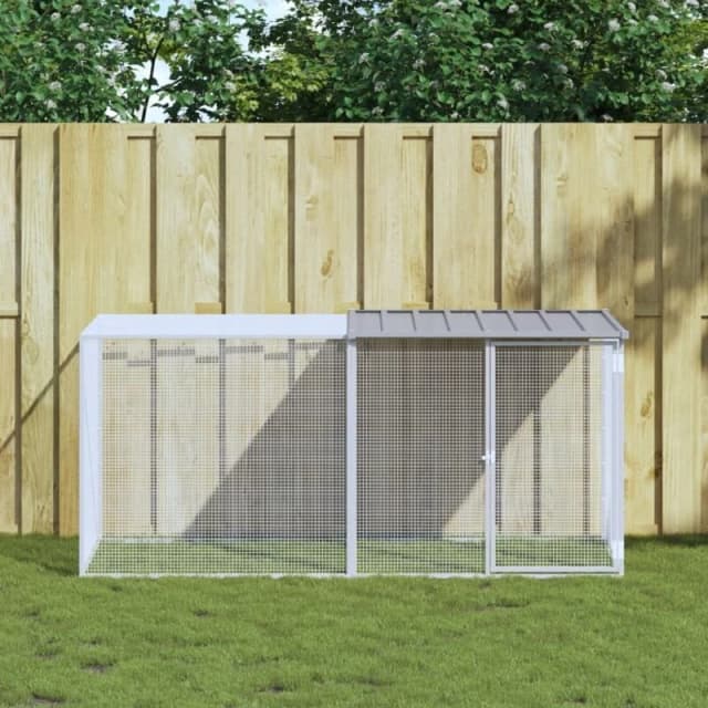 VIDAXL Chicken Cage with Roof Light Grey 203x98x90cm Galvanised Steel Vidaxl 8720845916596