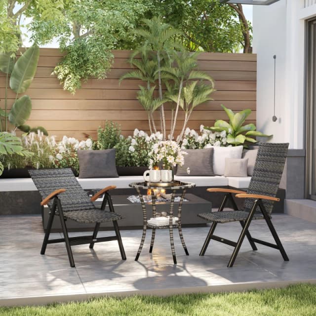 Outsunny Outdoor Folding Dining Chair - Dining Chair - Grey TJ Hughes 5063603671959