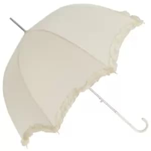 Womens/Ladies White Wedding Umbrella With Frill Trim (One Size) (Ivory)