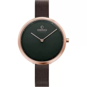 Obaku Dok Walnut Women's Brown Mesh Wristwatch V227LXVNMN