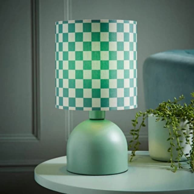 ValueLights ValueLights Mileys Green Checkerboard Drum Lamp Shade Moss Green Table Lamp Green One Size Unisex 5016529272366