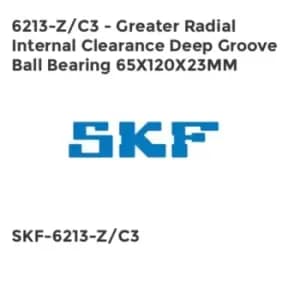 6213-Z/C3 - Greater Radial Internal Clearance Deep Groove Ball Bearing 65X120X23MM