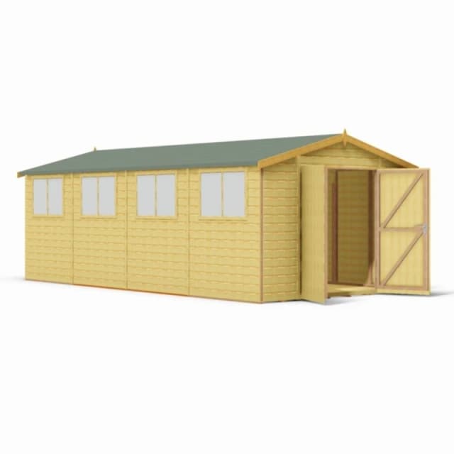 Shires Workspace DD Tongue & Groove Garden Shed Workshop Approx 10x20 Feet in Light Brown Light Brown Unisex