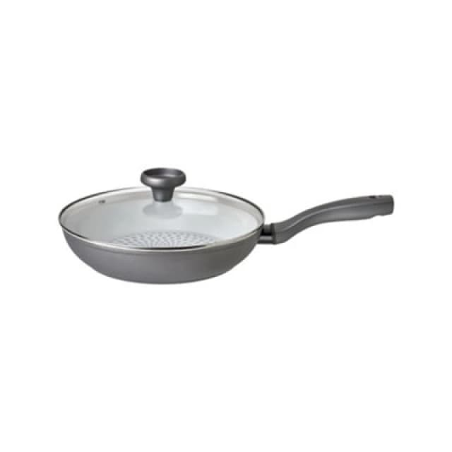 Prestige Earth Pan 28cm Non Stick Frying Pan with Lid, Eco Friendly Induction Pan, 28cm, PFOA Free, Ceramic Grey