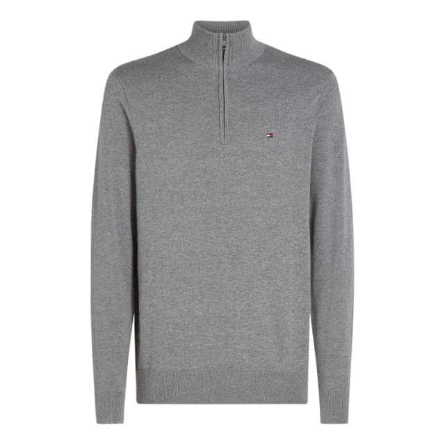 Tommy Hilfiger ESSENTIAL COTTON ZIP MOCK Jumpers S Grey 33258602350