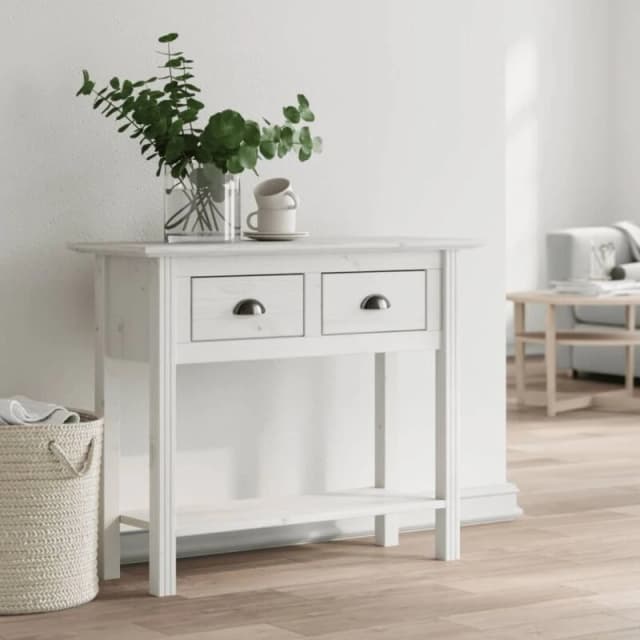 Vidaxl Console Table Bodo White 90X34.5X73cm Solid Wood Pine, White 355071
