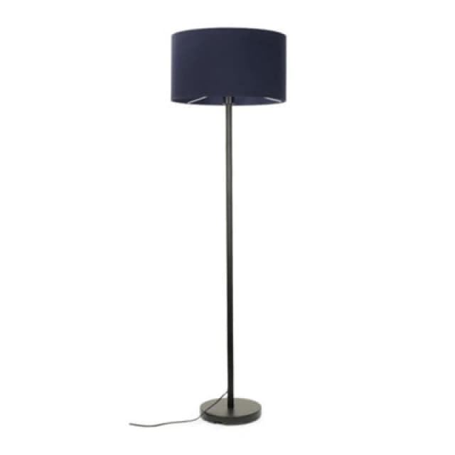 ValueLights Charlie Black Floor Lamp Large Blue Shade Black