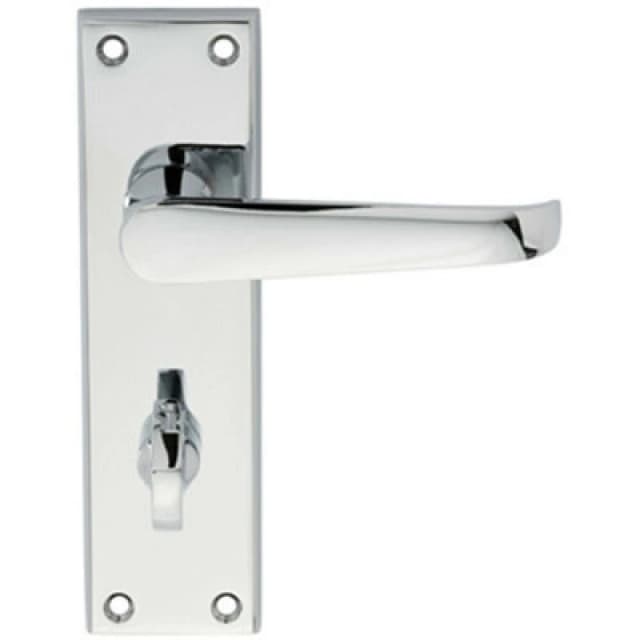 Loops PAIR Straight Victorian Lever on Bathroom Backplate 150 x 43mm Polished Chrome Multi