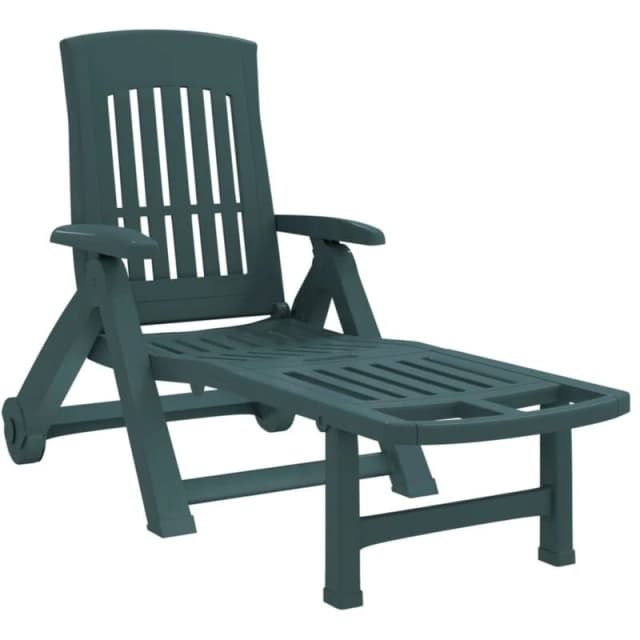 VIDAXL Folding Sun Lounger with Wheels Green pp Vidaxl 8720845897666