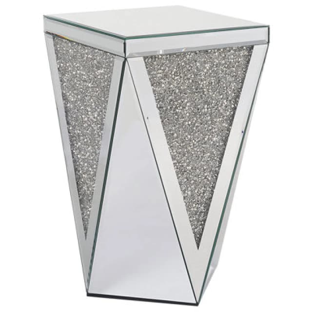 Beliani Side Table Luxey Glass Mirrored Silver