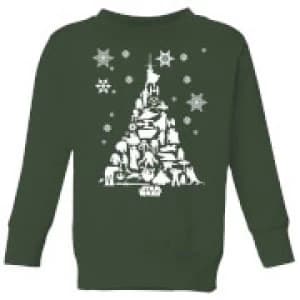 Star Wars Character Christmas Tree Kids Christmas Sweatshirt - Forest Green - 11-12 Years