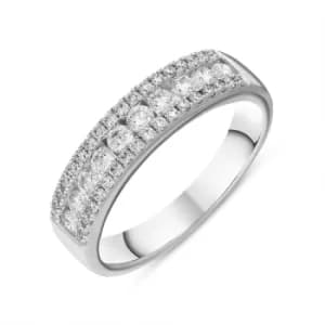 18ct White Gold Diamond Three Row Half Eternity Ring
