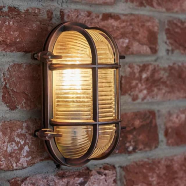 ValueLights ValueLights Bow Oval Bulkhead IP64 Outdoor Garden Wall Light with Filament Bulb in Copper Copper One Size Unisex 5016529080626