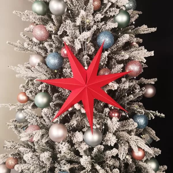 38cm Red Paper Foldable Star Christmas Decoration