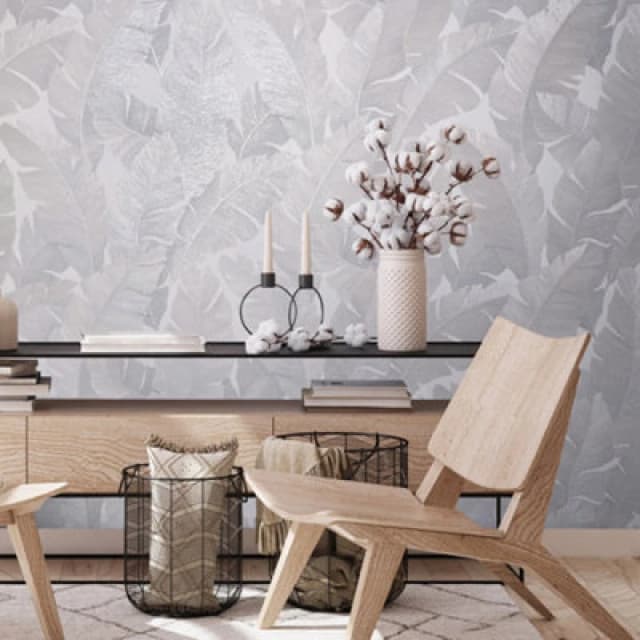 Galerie The New Design Book White/grey Palm Leaf Wallpaper Roll