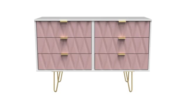 Dallas 6 Drawer Chest In Kobe Pink & White (Ready Assembled)