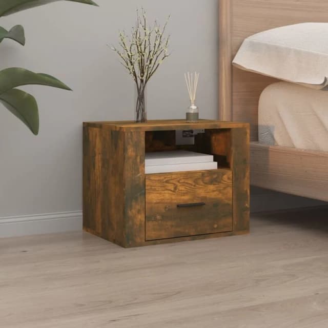 Vidaxl Wall-mounted Bedside Cabinet Smoked Oak 50X36X40 Cm, Brown 816890
