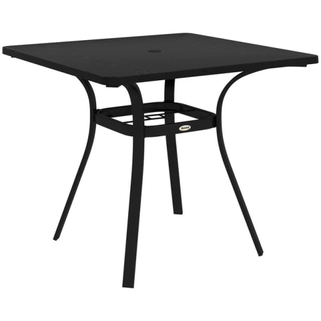Outsunny Garden Table w/ Metal Top, Steel Frame - Black 84G-369V00BK