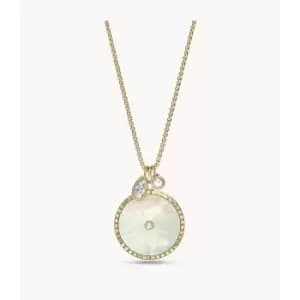 Fossil Womens Val Blue Crush Ombre Mother-Of-Pearl Pendant Necklace - Gold