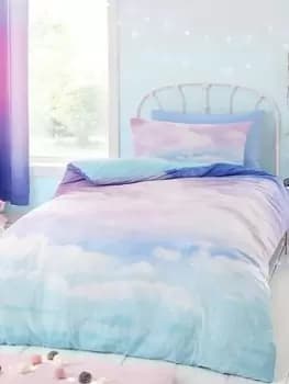 Catherine Lansfield Ombre Rainbow Clouds Reversible Duvet Set Db, Multi, Size Double
