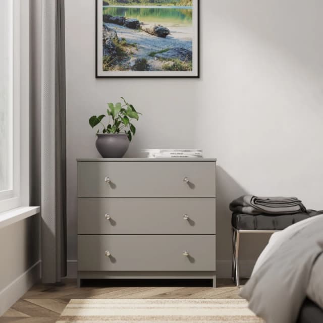 Portland 3 Drawer Chest Of Drawers In Uniform Grey & Dusk Grey (Ready Assembled)