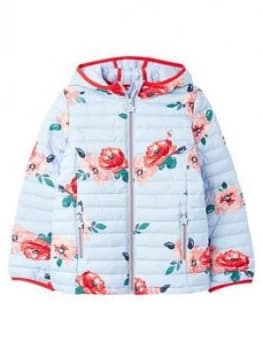 Joules Girls Kinnaird Floral Packaway Padded Jacket - Blue